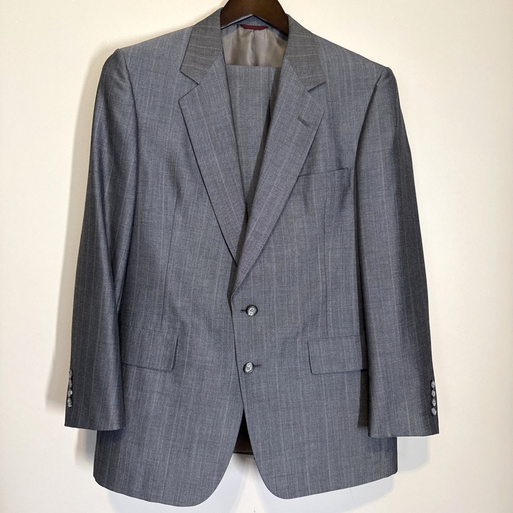 VTG Hart Schaffner Marx 2 Piece Men's Suit 40R/W34xL30 Gray Glen Plaid Wool Suit